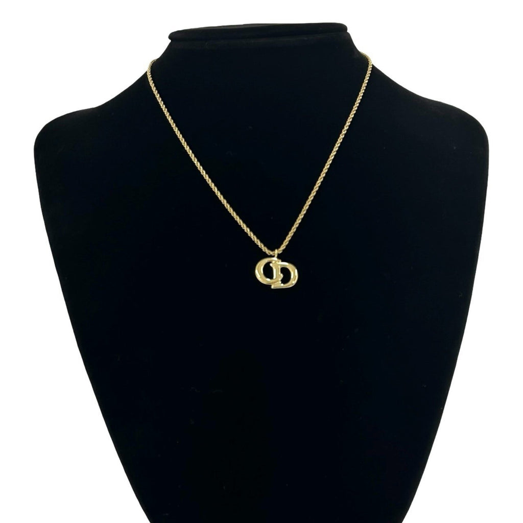 Vintage CD Pendant Necklace Gold