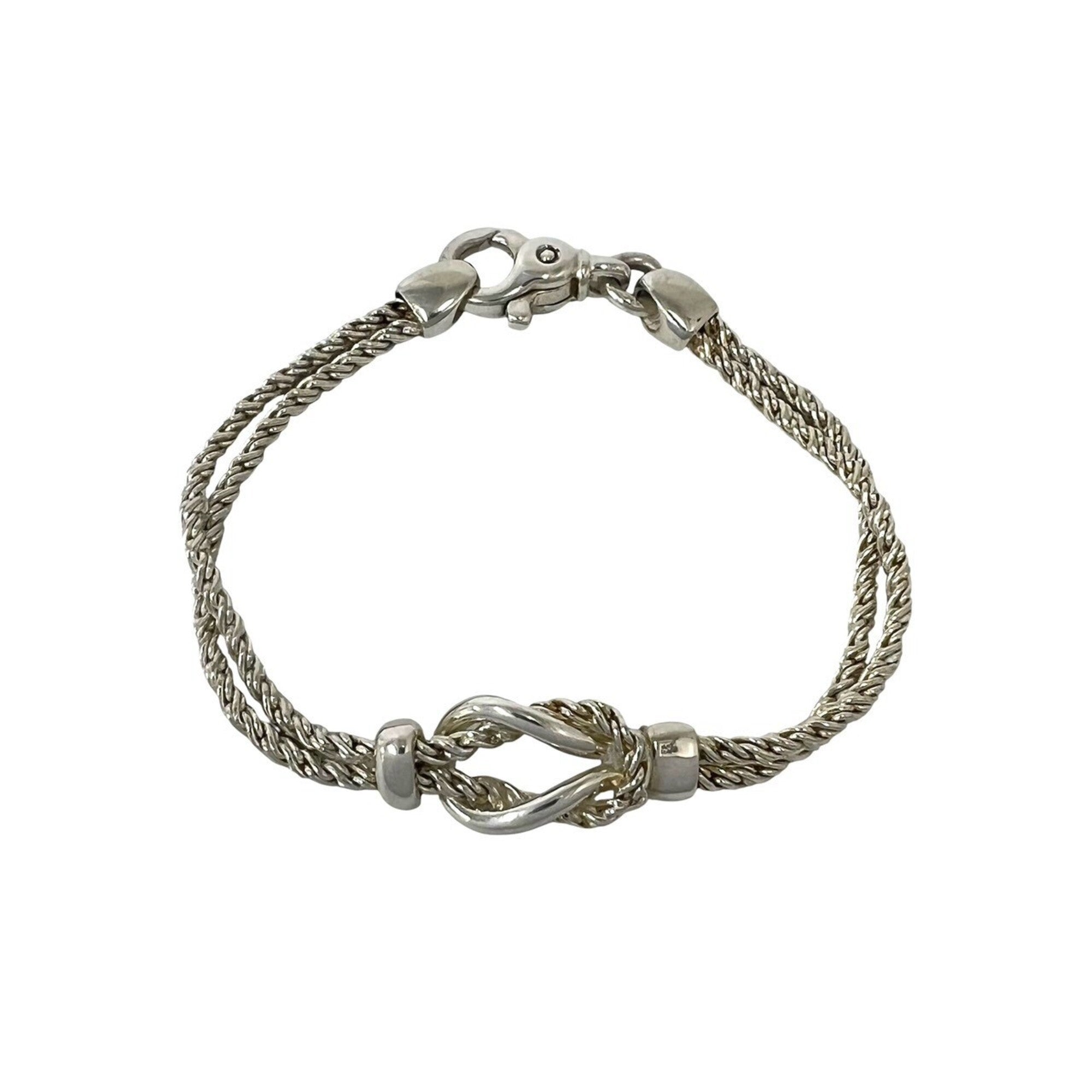 Vintage Double Rope Center Knot Bracelet Sterling Silver