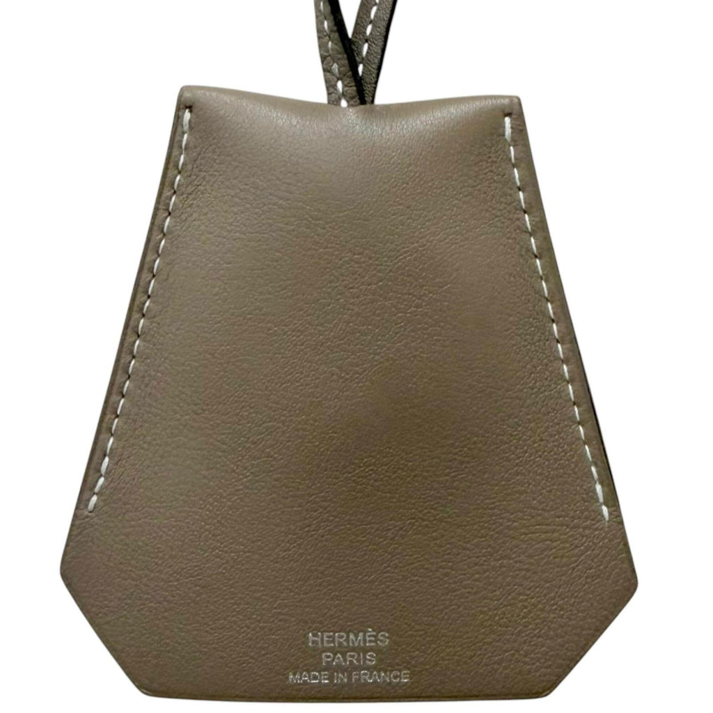 Pendant Necklace Swift Leather Etoupe Large