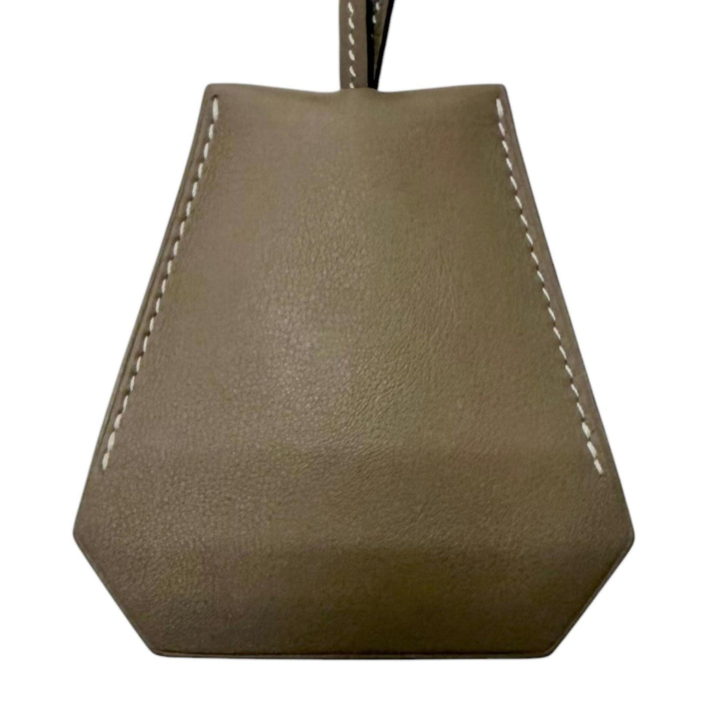 Pendant Necklace Swift Leather Etoupe Large