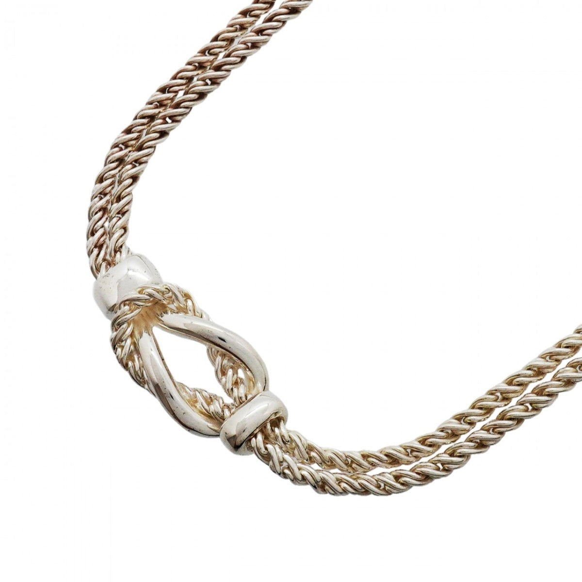 Center Knot Double Rope Pendant Necklace Sterling Silver