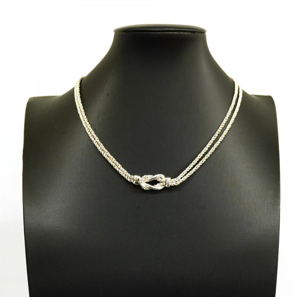 Center Knot Double Rope Pendant Necklace Sterling Silver