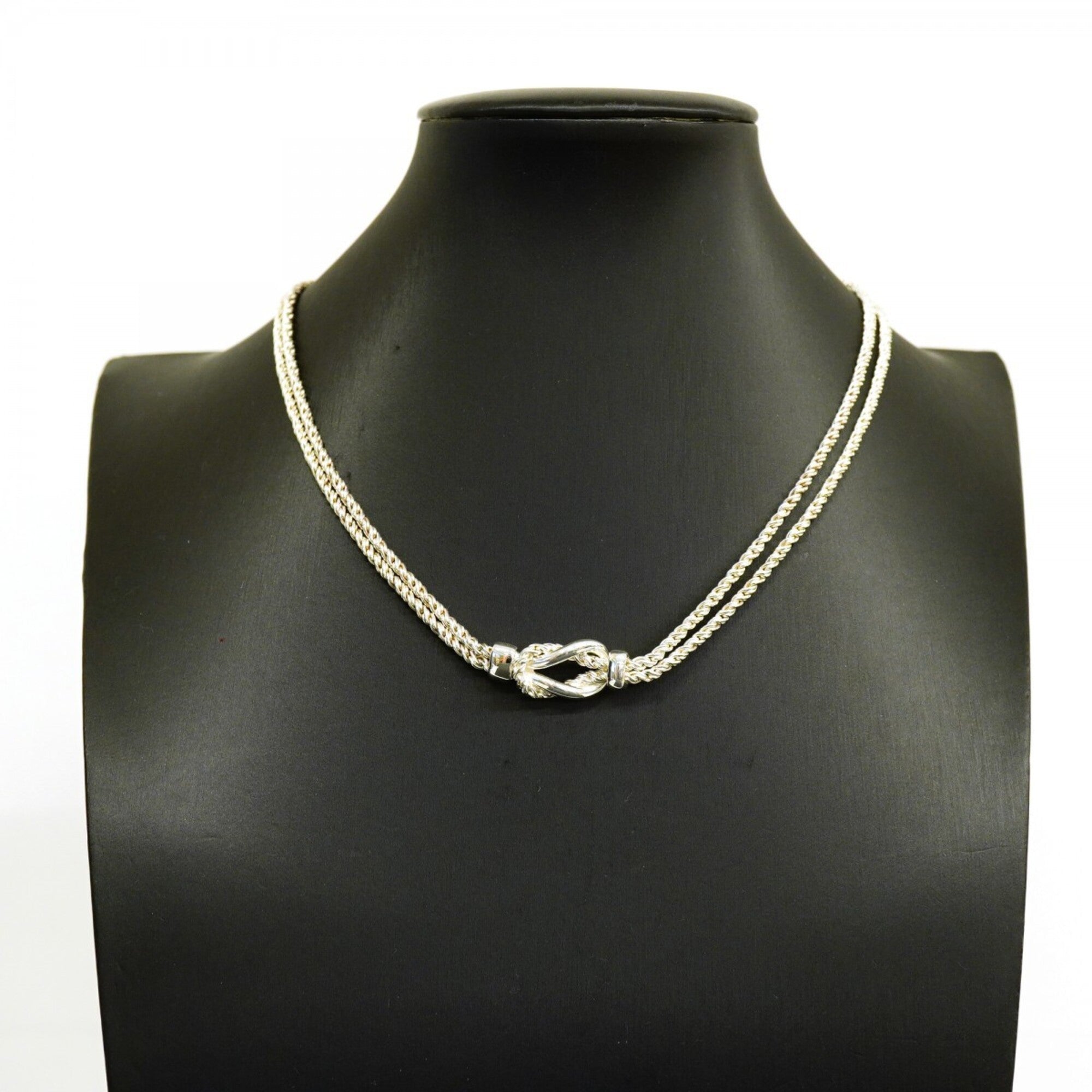 Center Knot Double Rope Pendant Necklace Sterling Silver