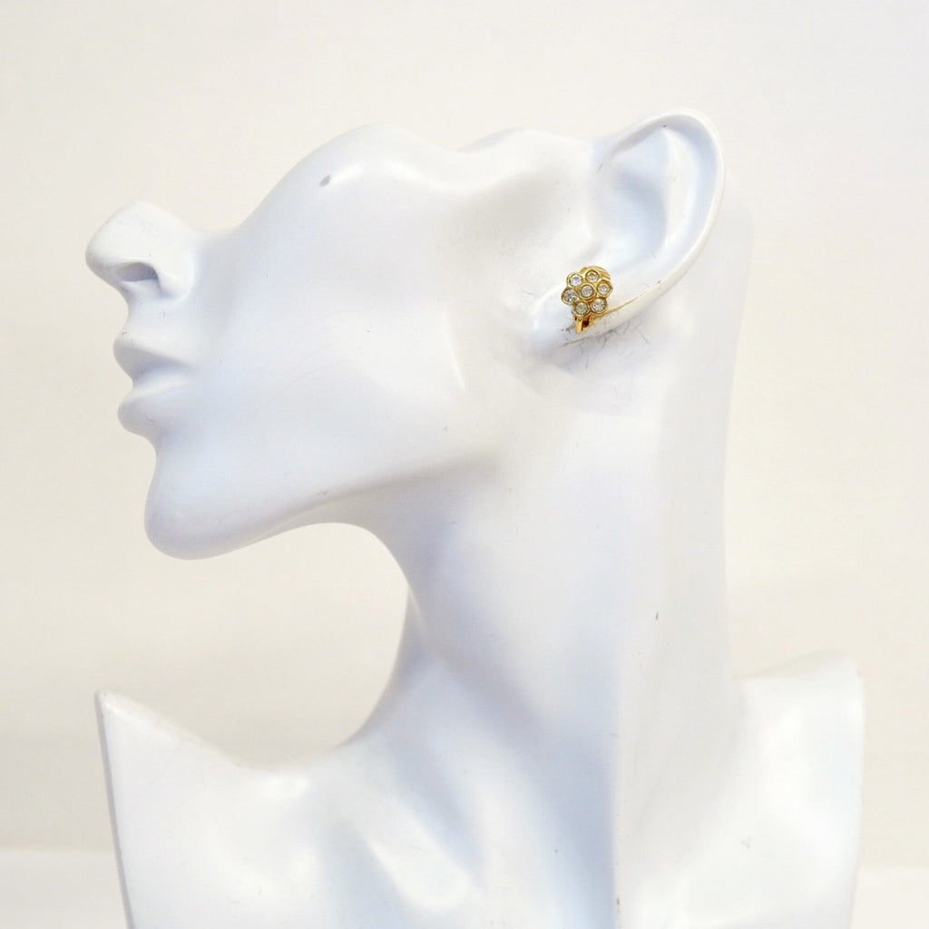 Rhinestone Clip-On Earrings Gold and Rhinestone