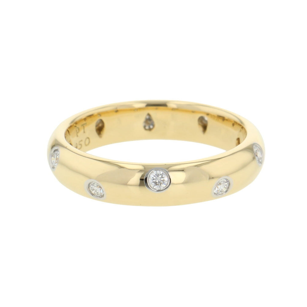Band Ring Platinum and 18K Yellow Gold With Diamond