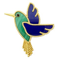 Lucky Animals Colibri Brooch 18K Yellow Gold with Malachite Lapis Lazuli and Onyx