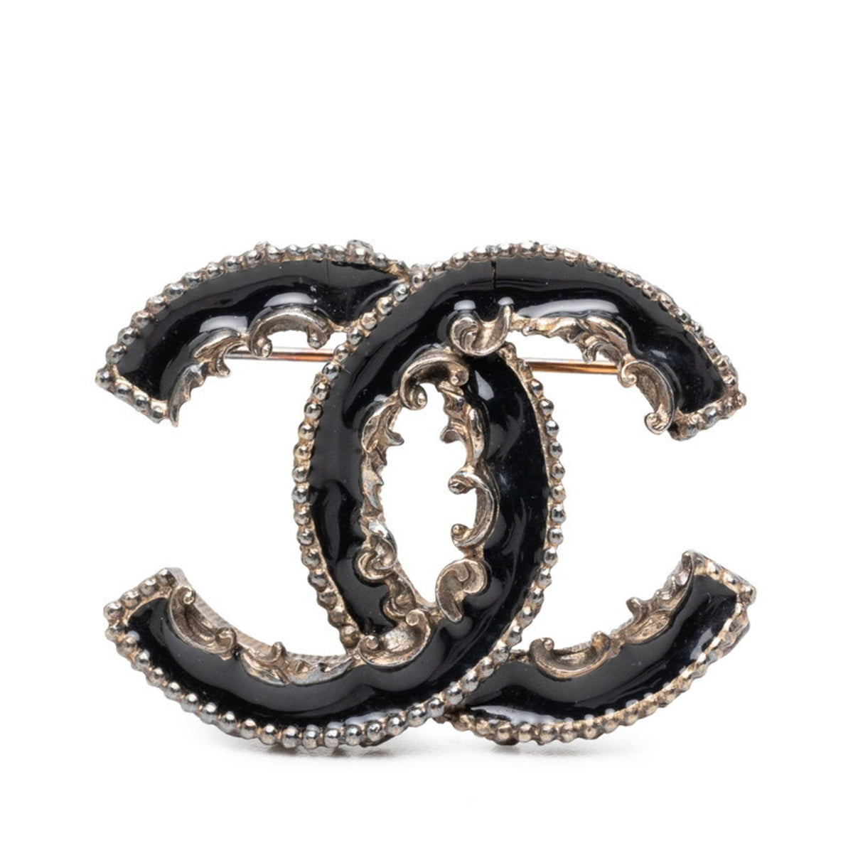 CC Logo Brooch Gold-Tone Metal