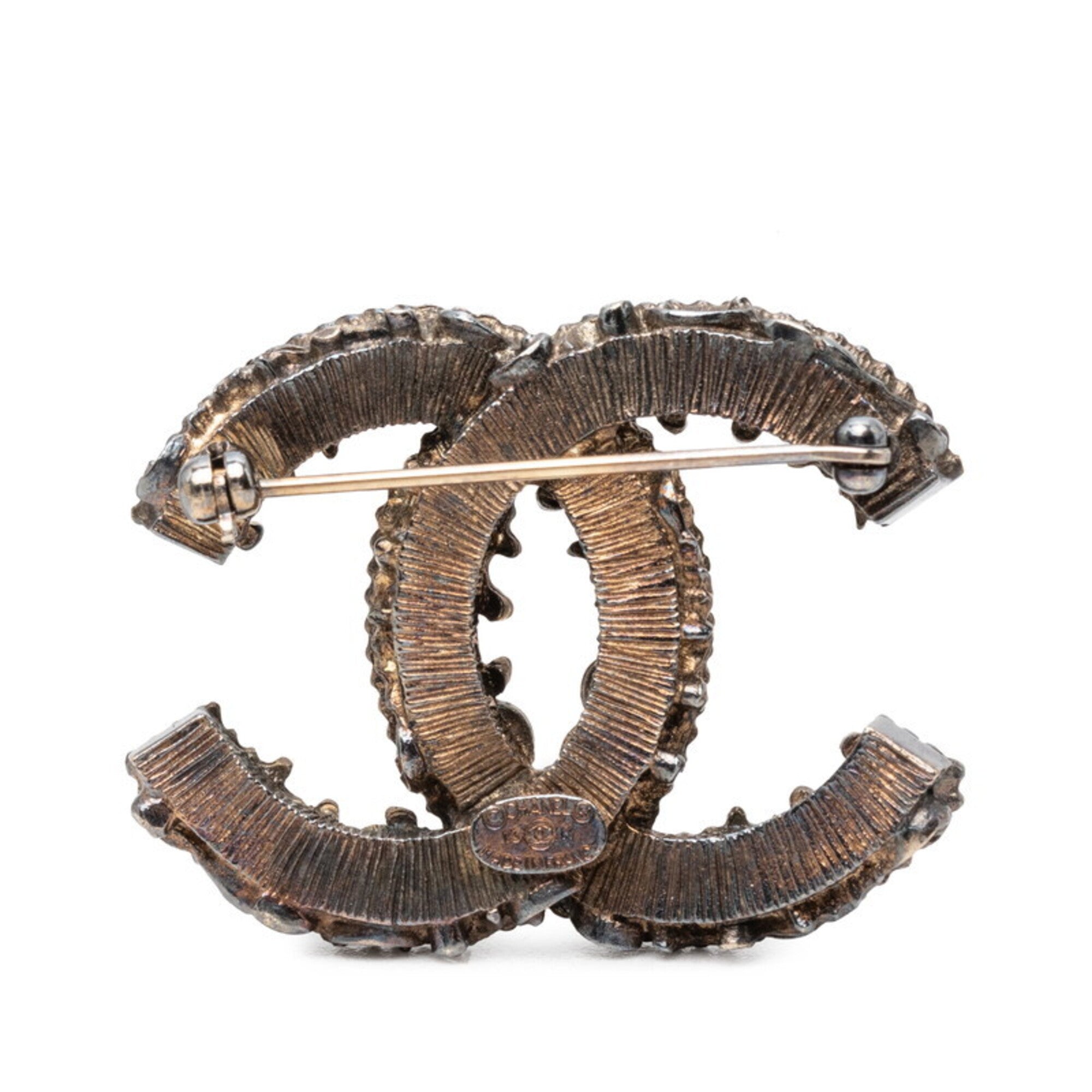 CC Logo Brooch Gold-Tone Metal