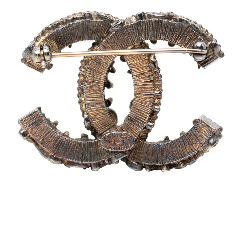 CC Logo Brooch Gold-Tone Metal