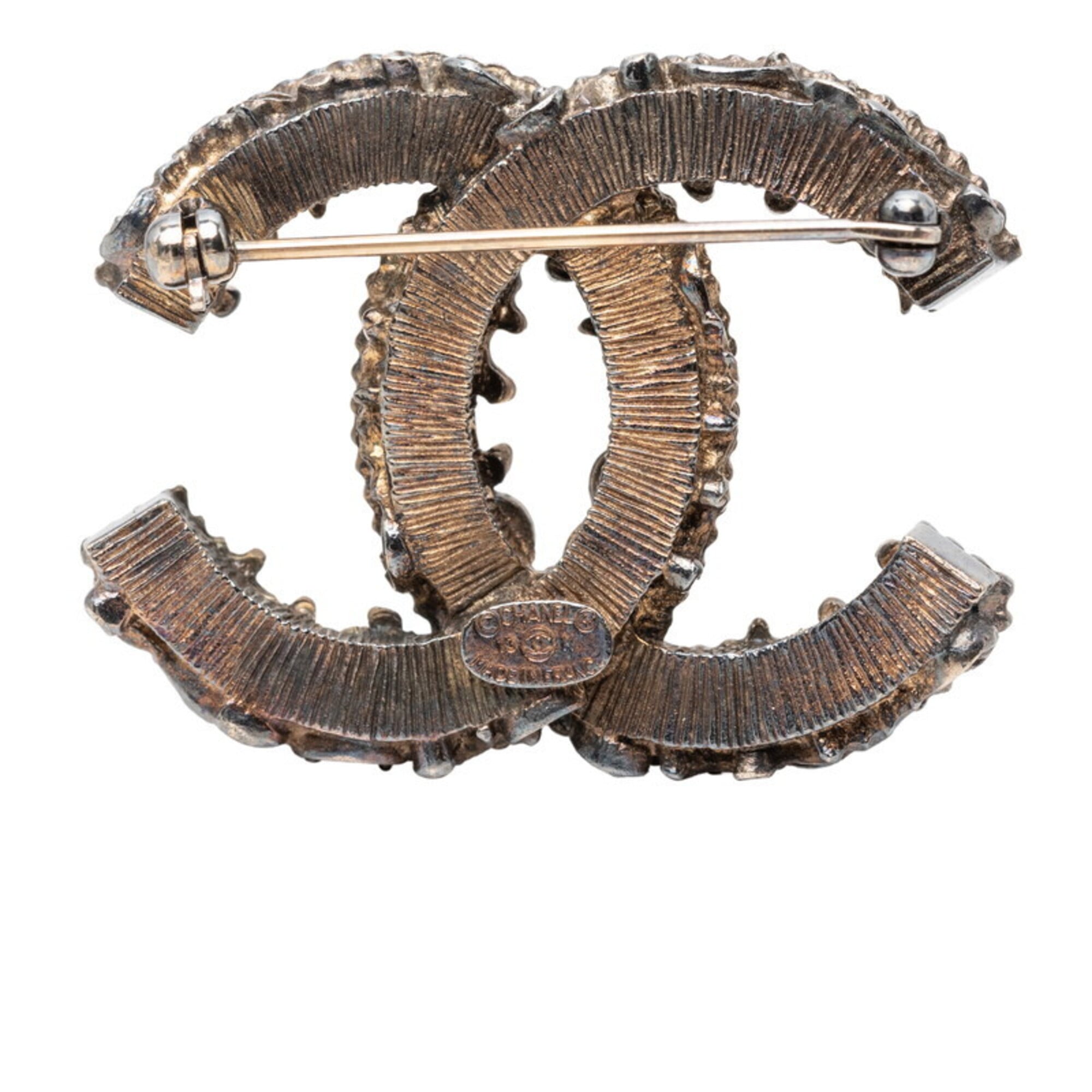 CC Logo Brooch Gold-Tone Metal
