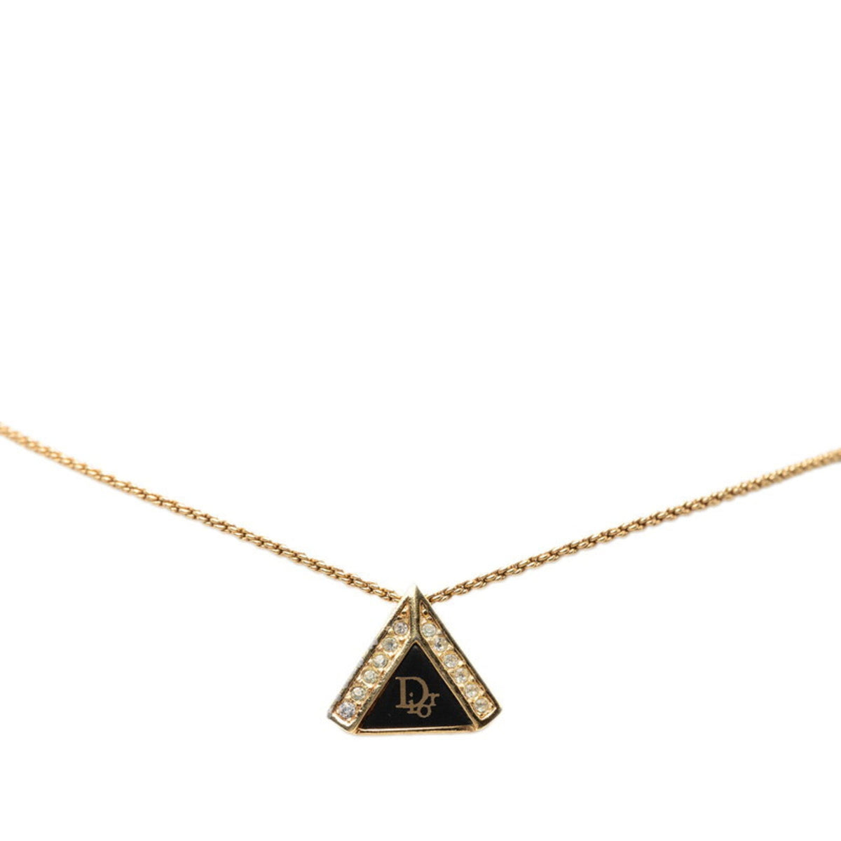 Pendant Necklace Gold and Rhinestone