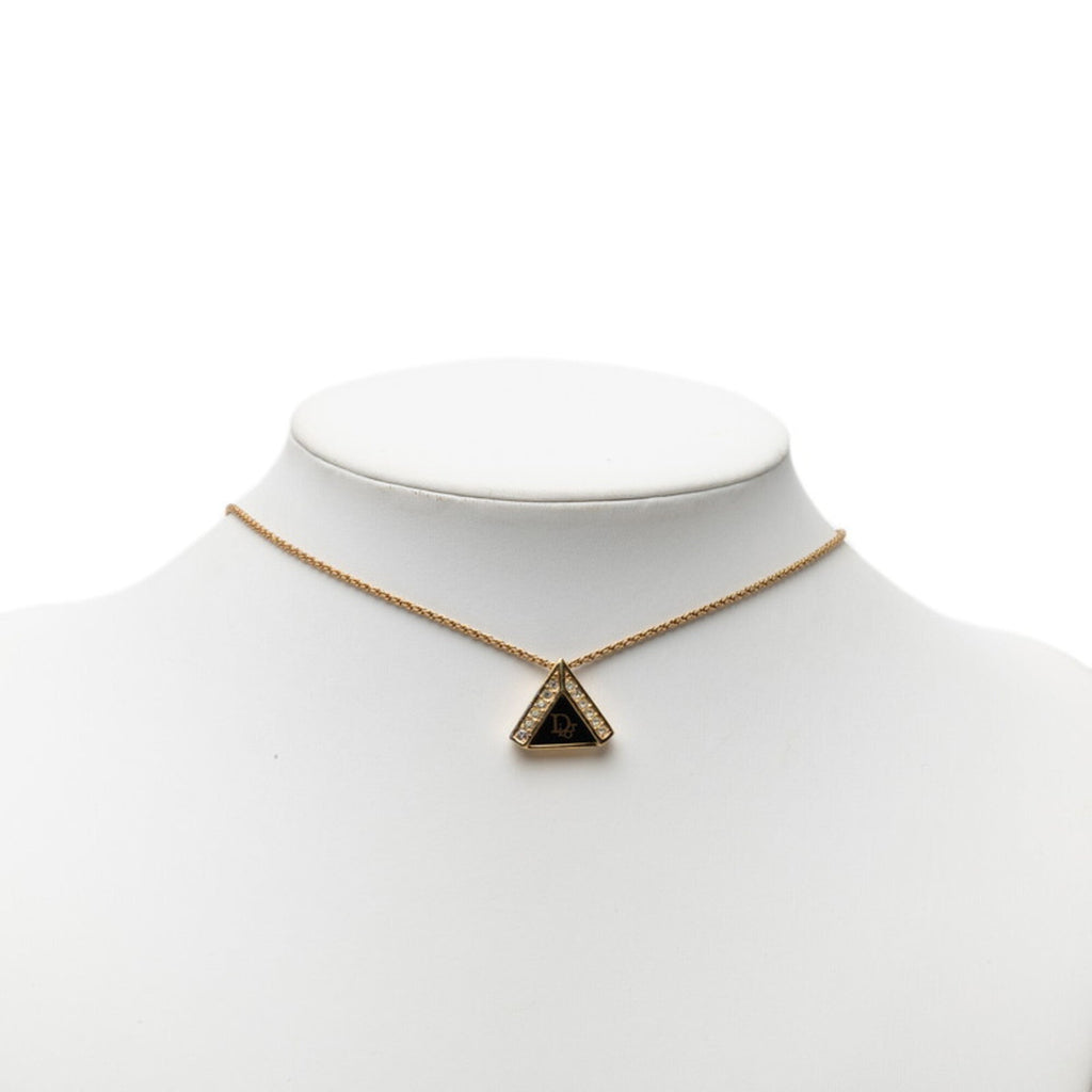 Pendant Necklace Gold and Rhinestone