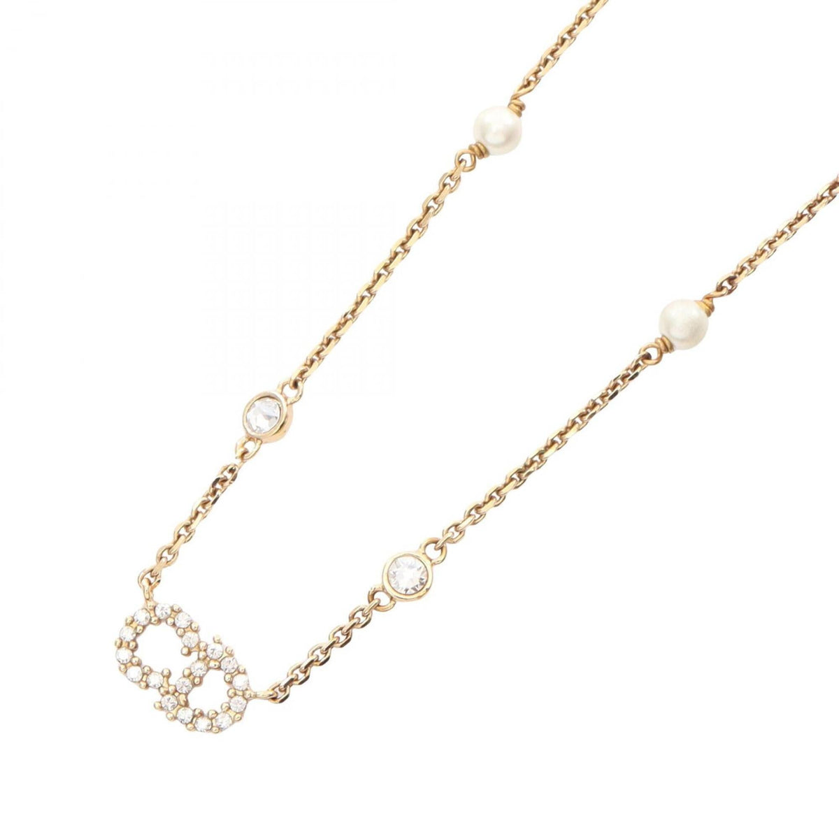 Pendant Necklace Artificial Pearl and Gold and Rhinestone