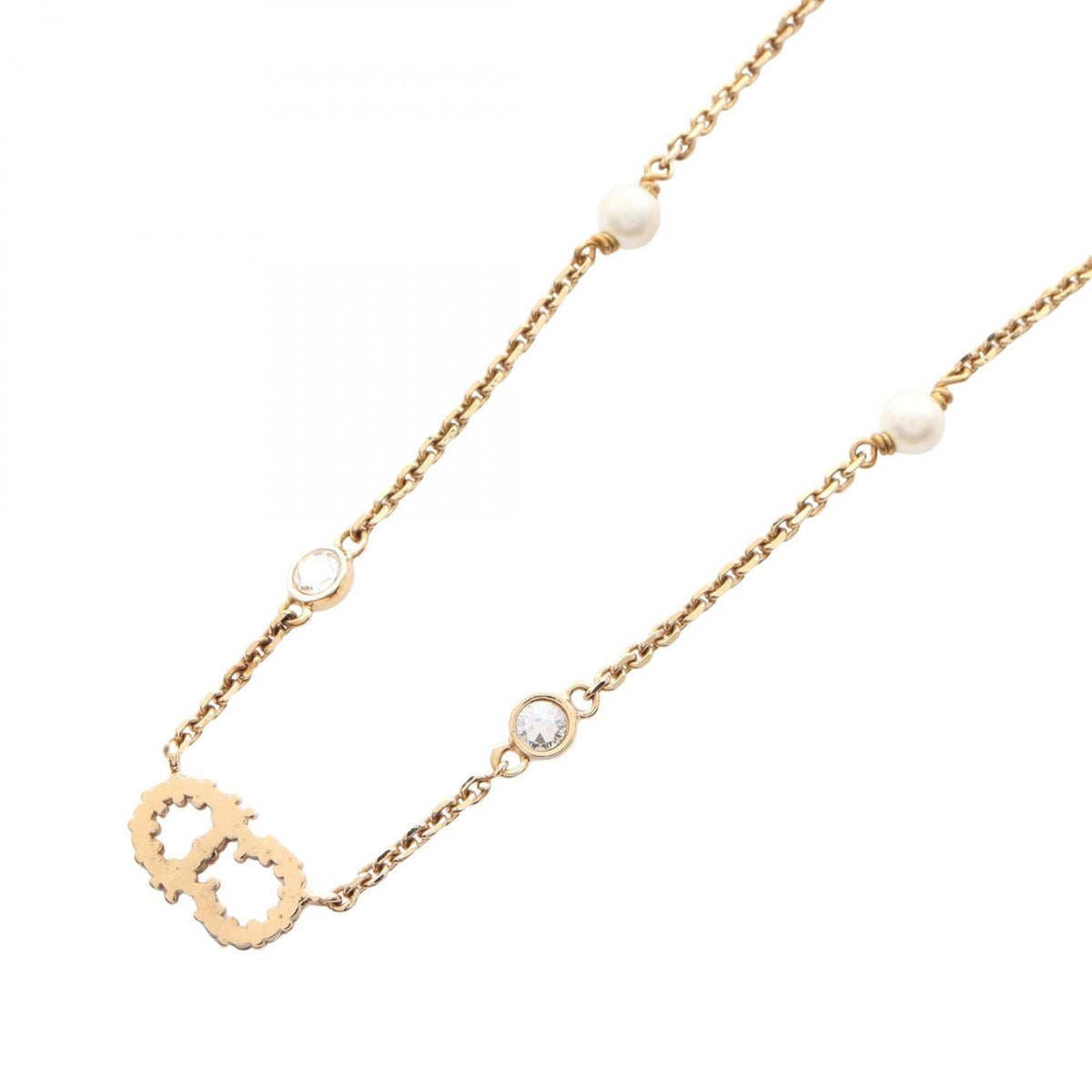 Pendant Necklace Artificial Pearl and Gold and Rhinestone