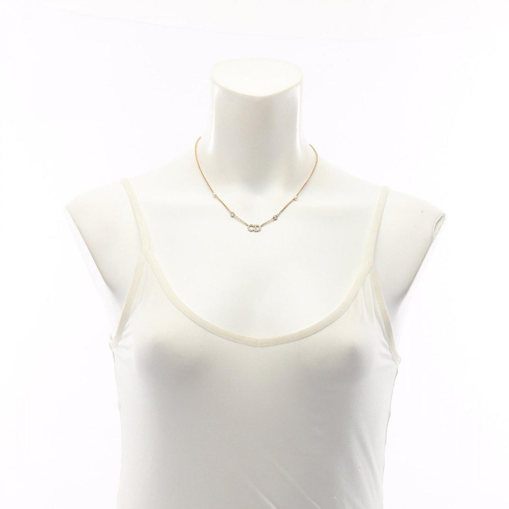 Pendant Necklace Artificial Pearl and Gold and Rhinestone