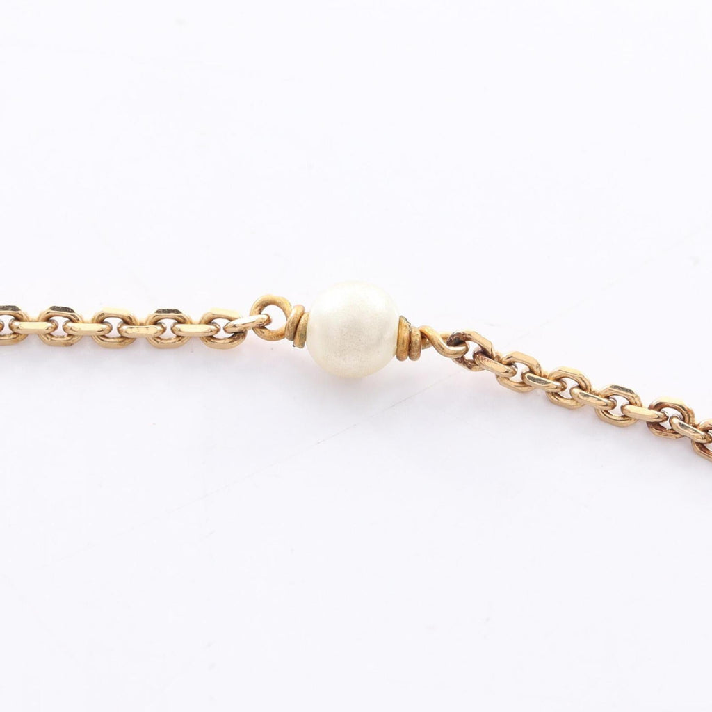 Pendant Necklace Artificial Pearl and Gold and Rhinestone