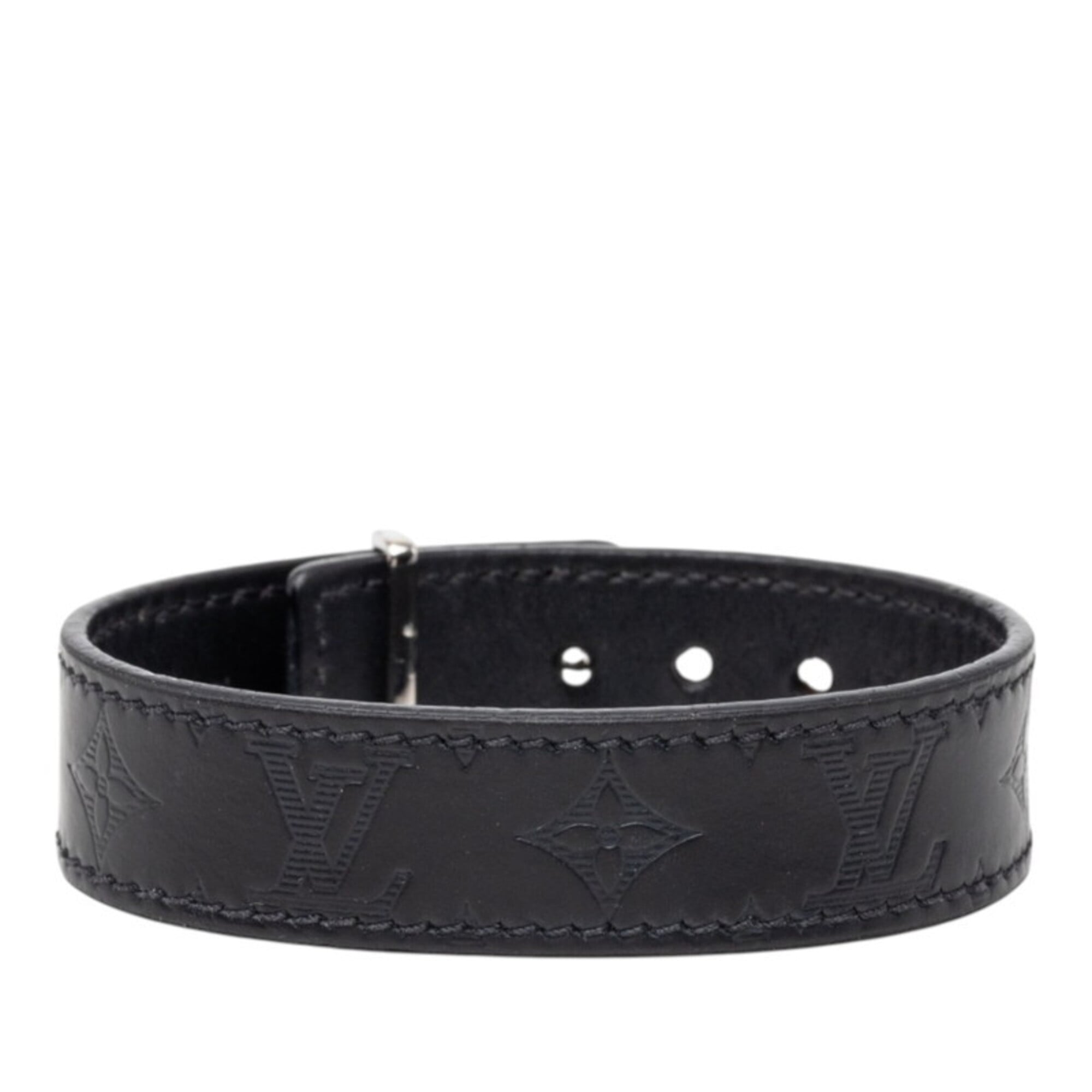 Monogram Bracelet Black Leather