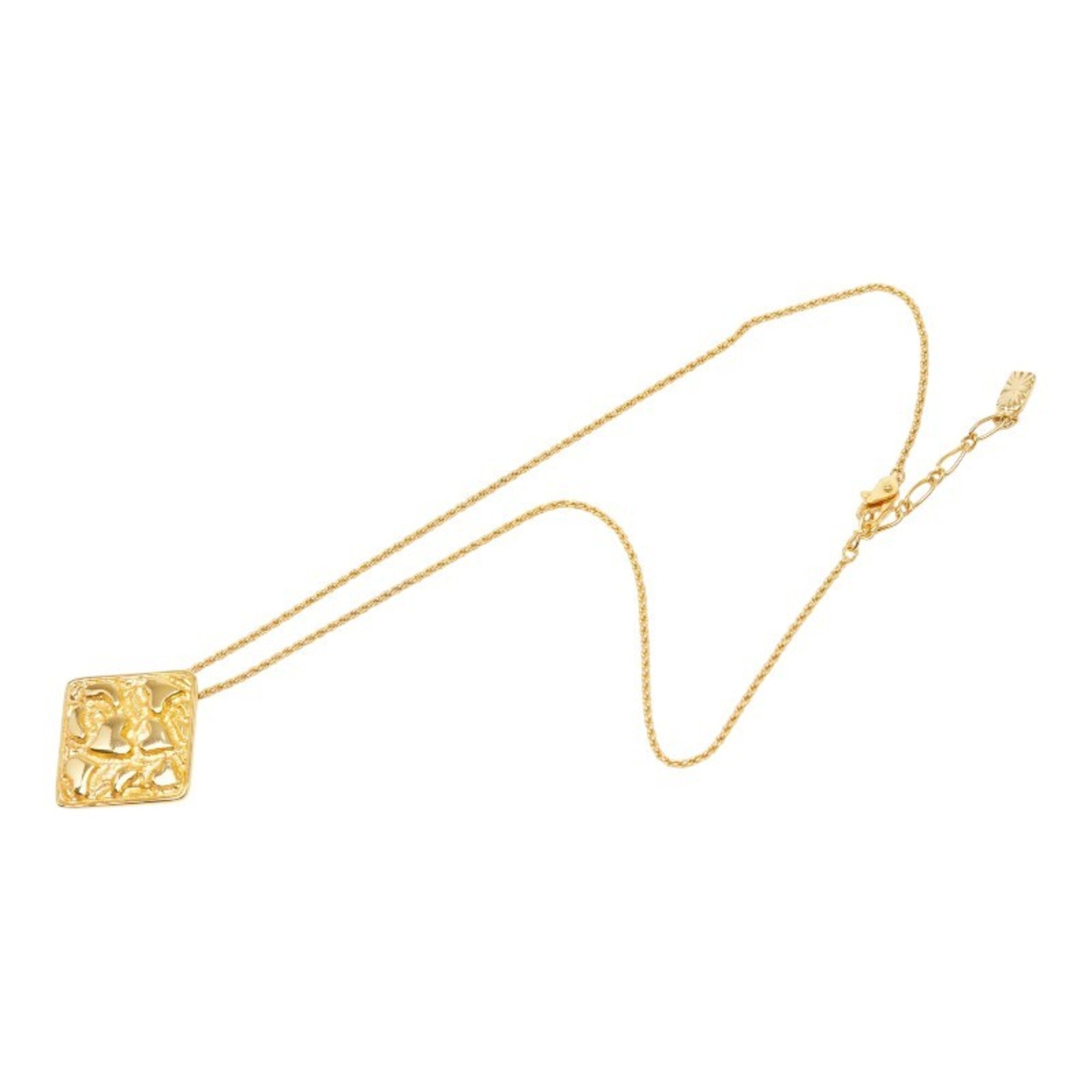 Heart Square Chain Pendant Necklace Gold Plated