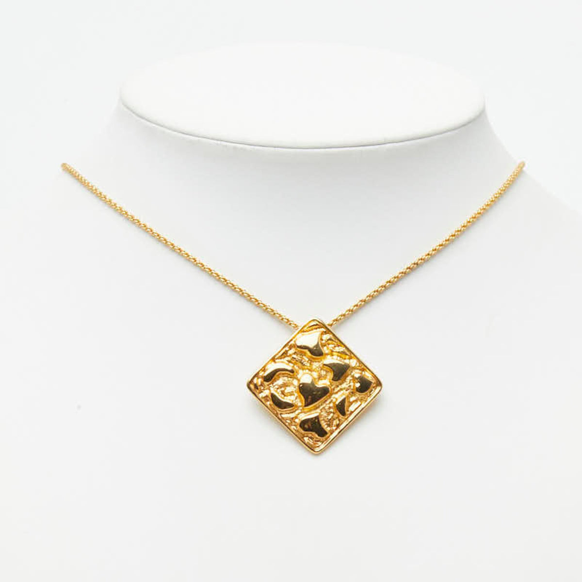 Heart Square Chain Pendant Necklace Gold Plated