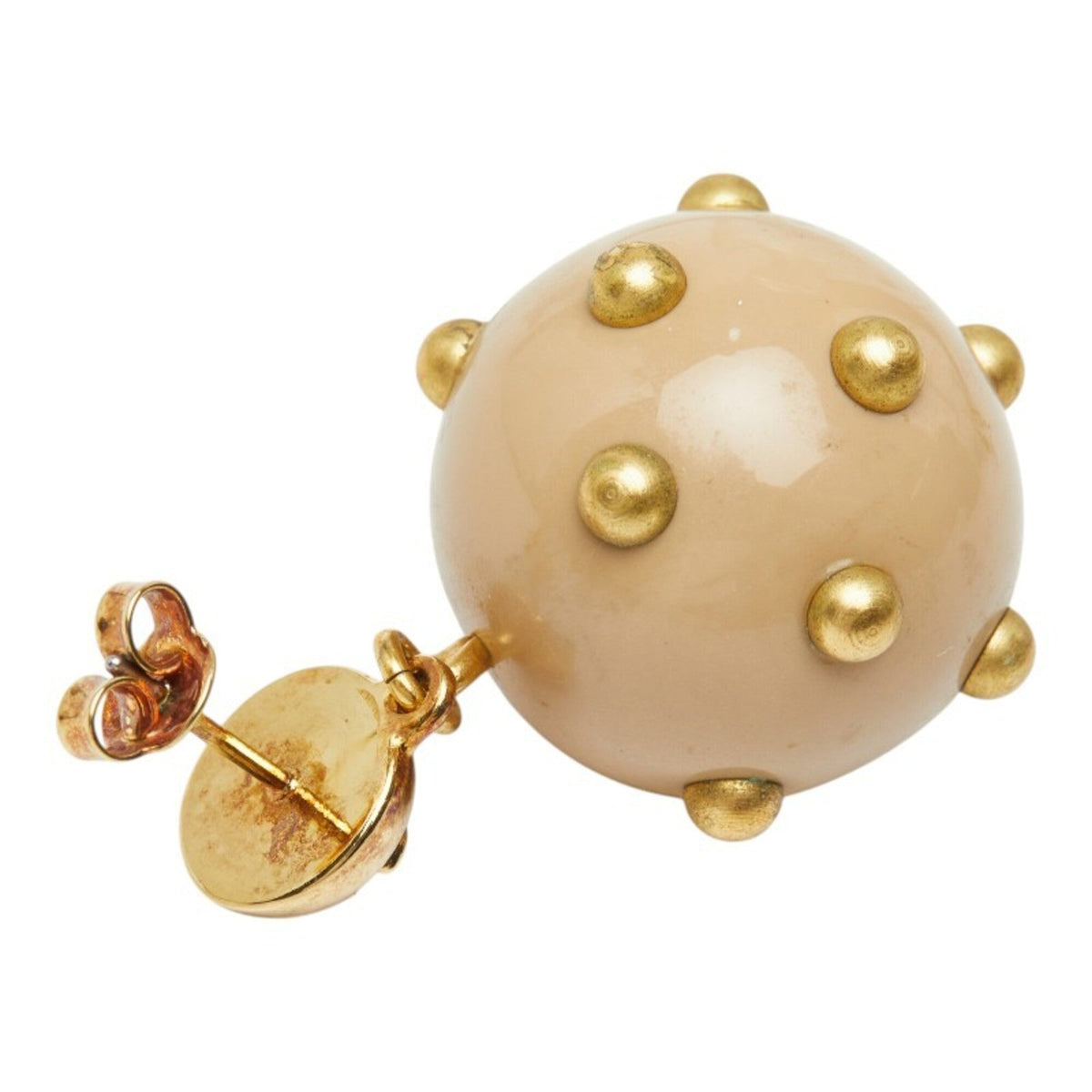 CC Logo Stud Ball Earrings Gold-Tone Metal