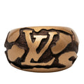 Band Ring Brown Wood and Metallic Gold
