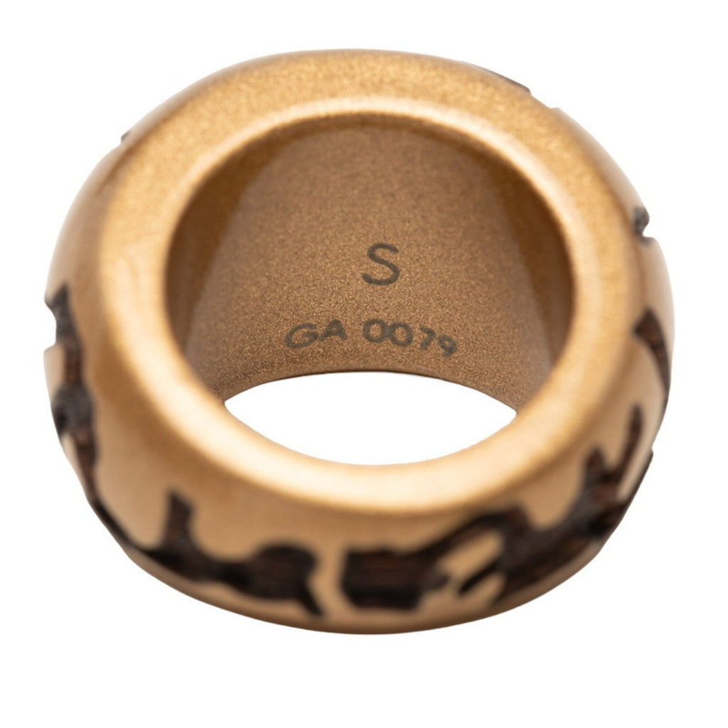 Band Ring Brown Wood and Metallic Gold