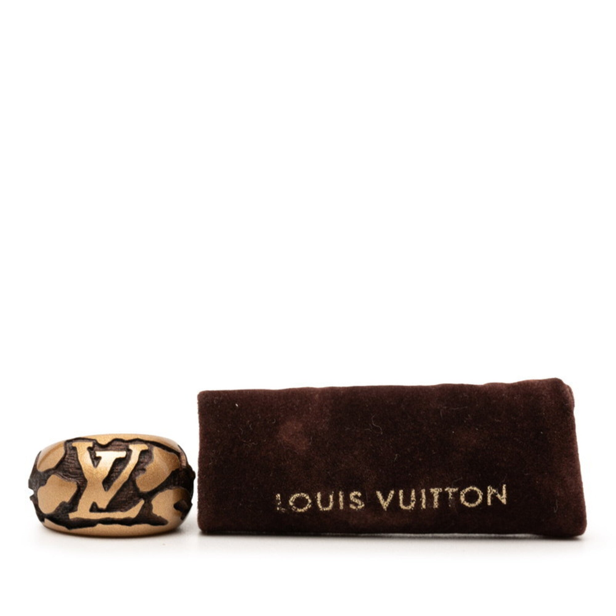 Band Ring Brown Wood and Metallic Gold