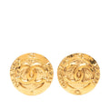 CC Logo Round Clip-On Earrings Metal Gold-Tone Metal