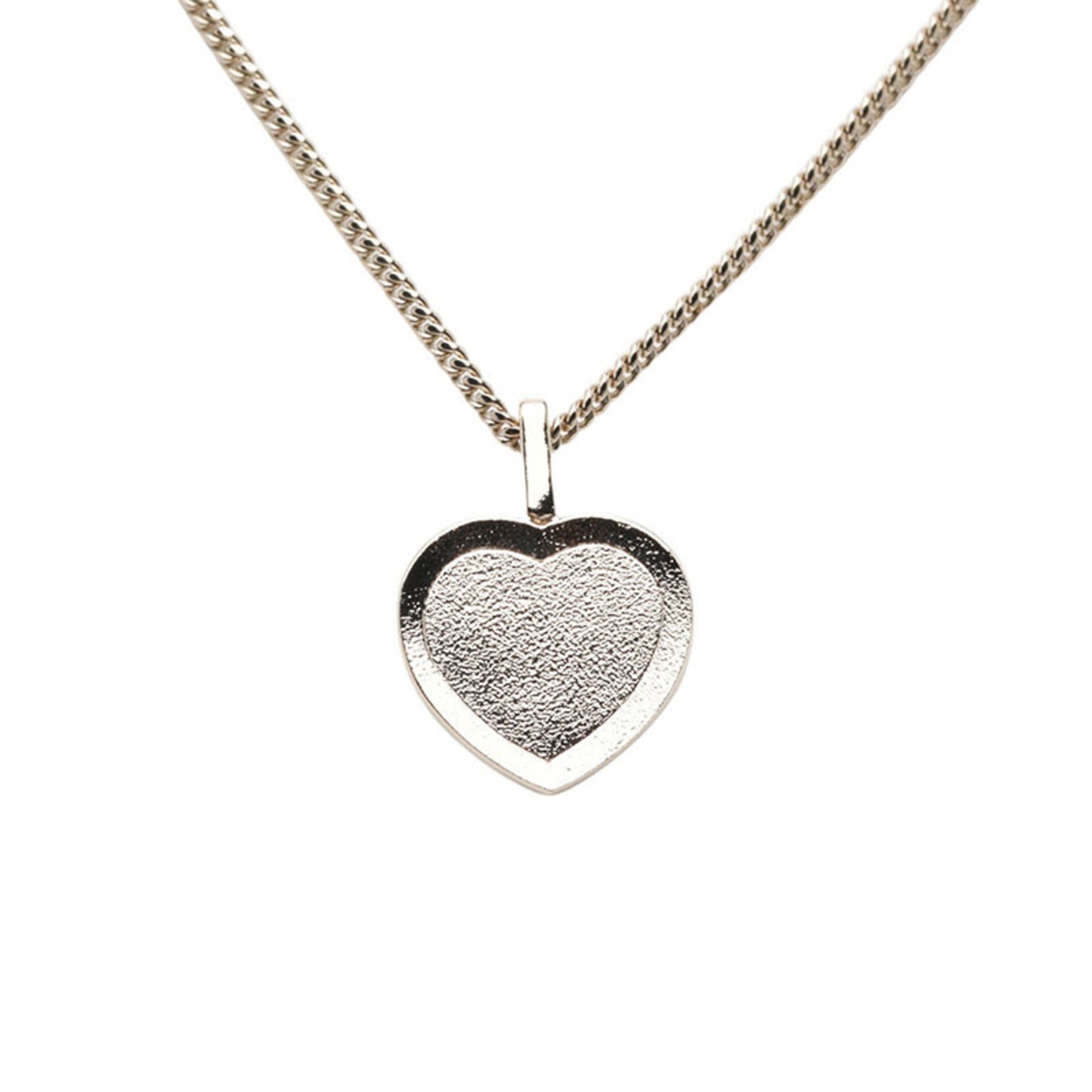 CC Logo Heart Pendant Necklace Gold-Tone Metal