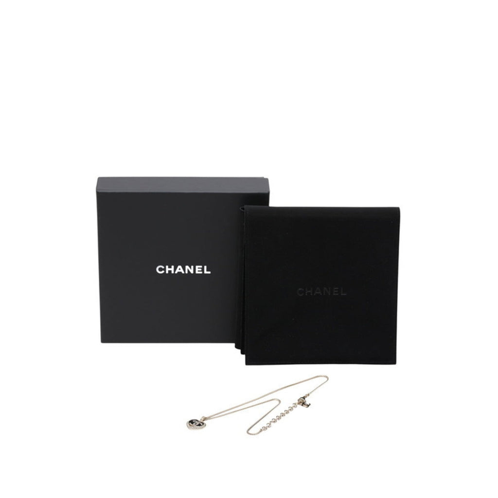 CC Logo Heart Pendant Necklace Gold-Tone Metal
