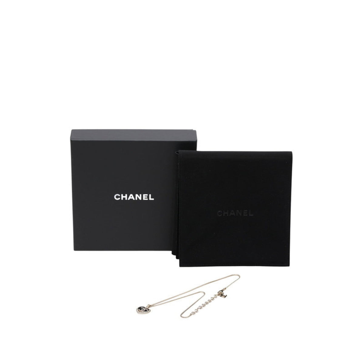 CC Logo Heart Pendant Necklace Gold-Tone Metal