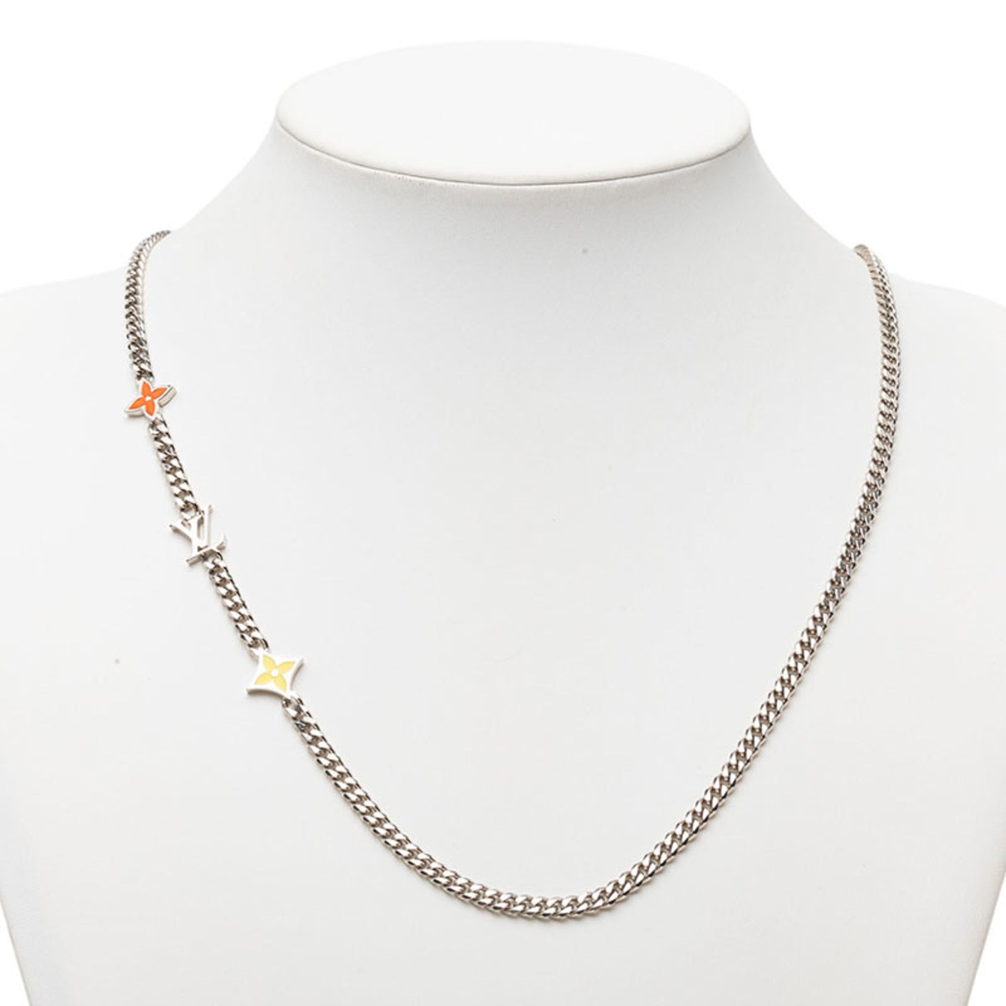 Monogram Pendant Necklace Silver Metal