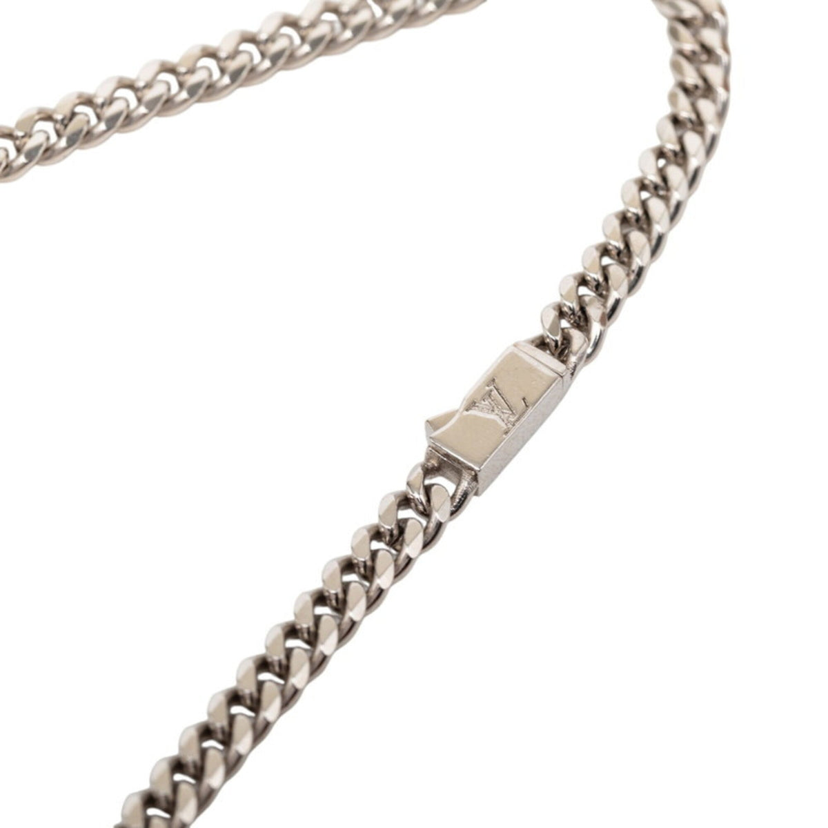 Monogram Pendant Necklace Silver Metal