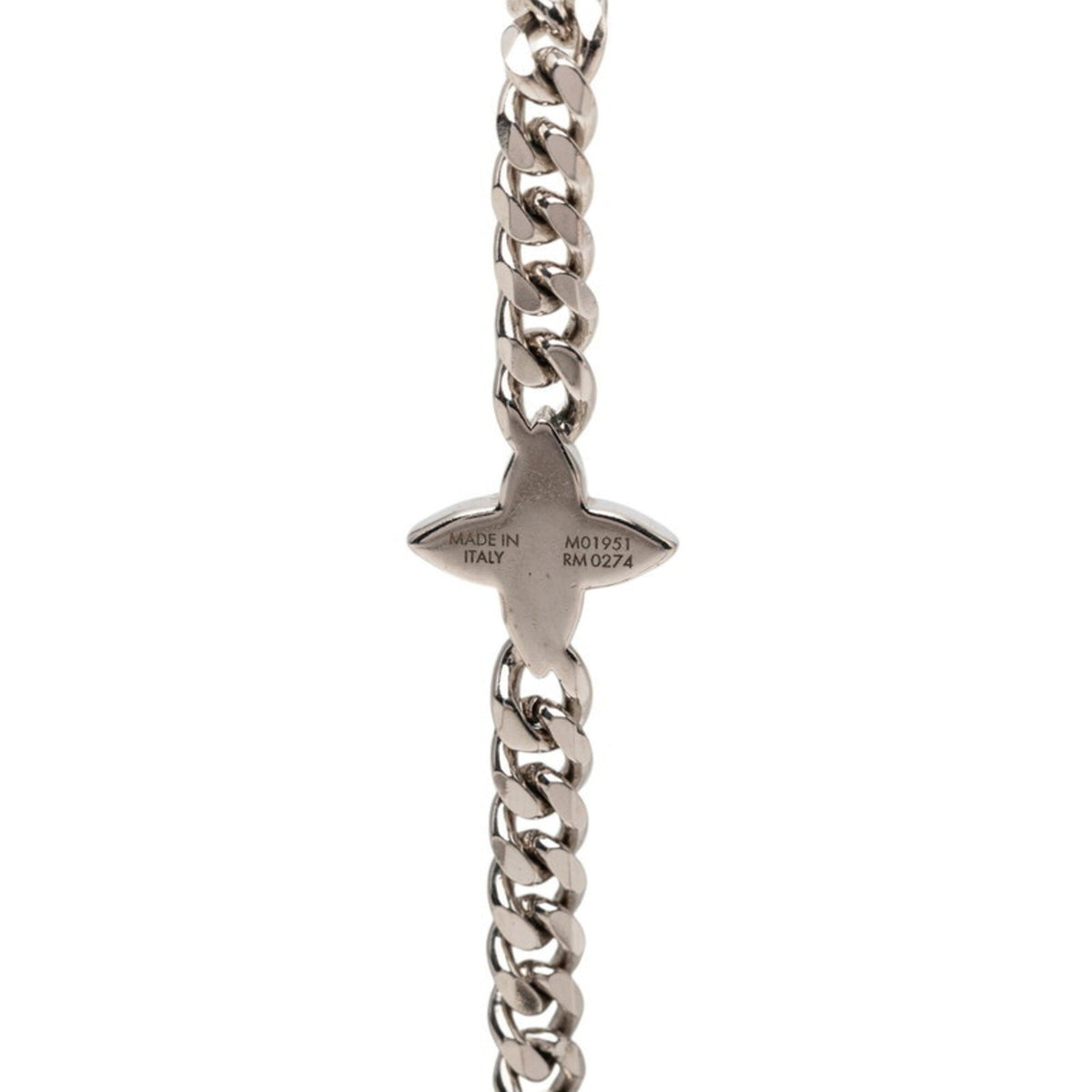 Monogram Pendant Necklace Silver Metal