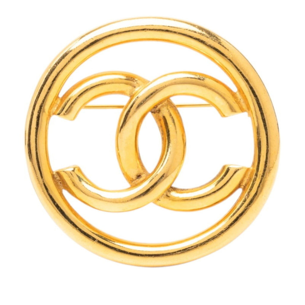 CC Logo Round Brooch Metal