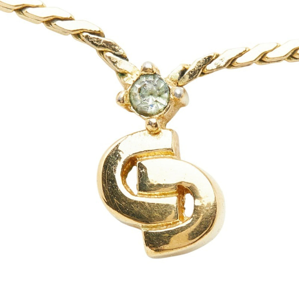 Pendant Necklace Gold Plated Rhinestone