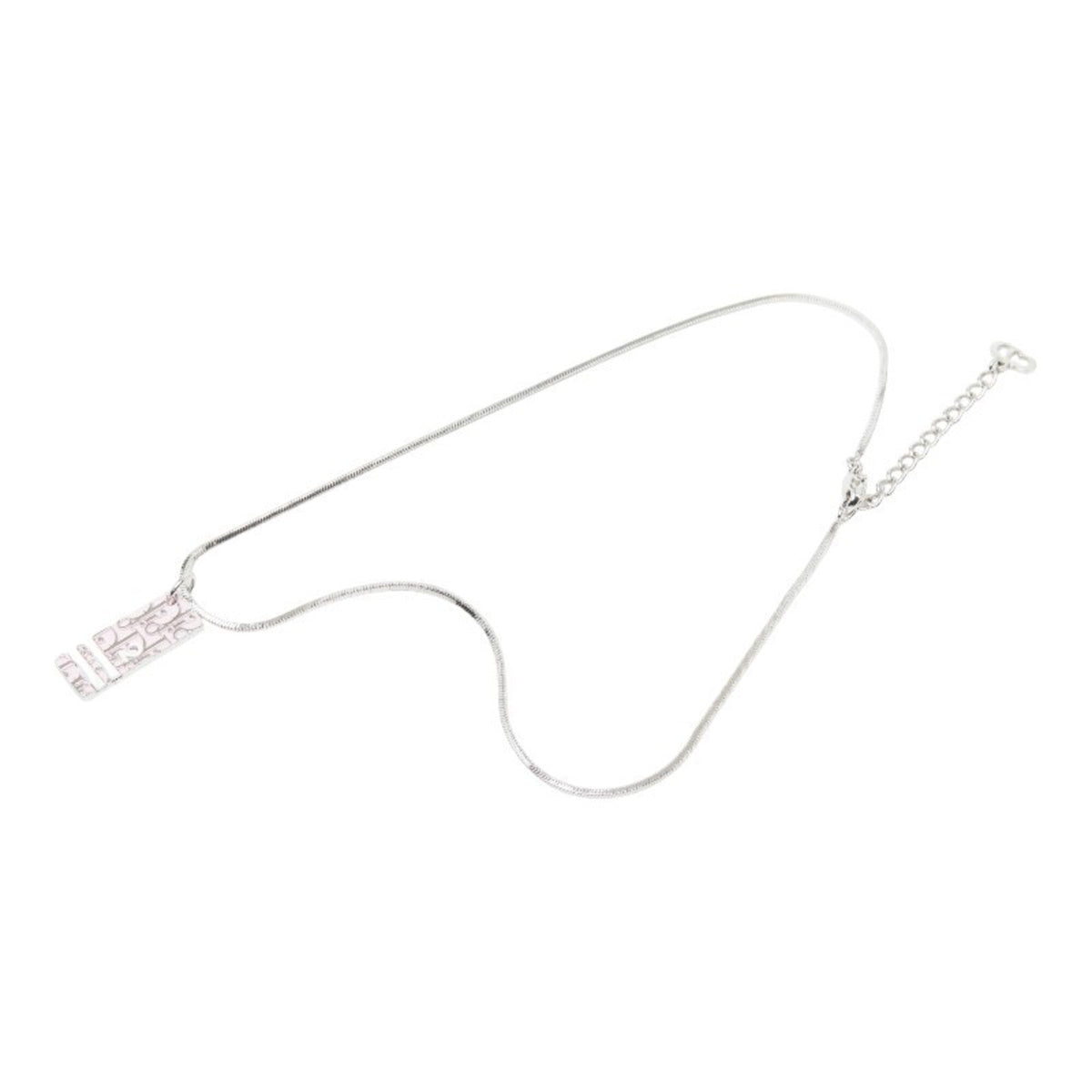 Trotter Plate Pendant Necklace Pink and Silver Metal