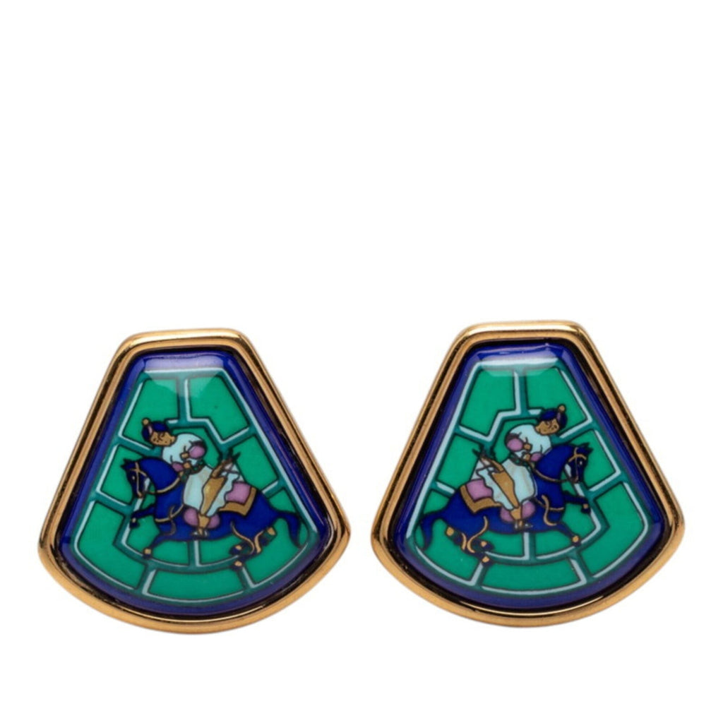 Clip-On Earrings Enamel and Gold Plated