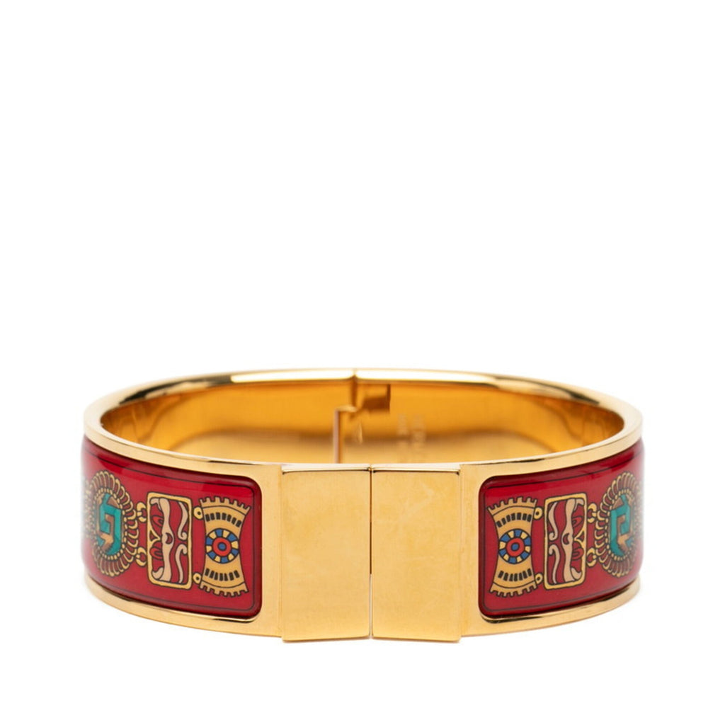 Loquet Bracelet Cloisonné Enamel Gold Red Multicolor