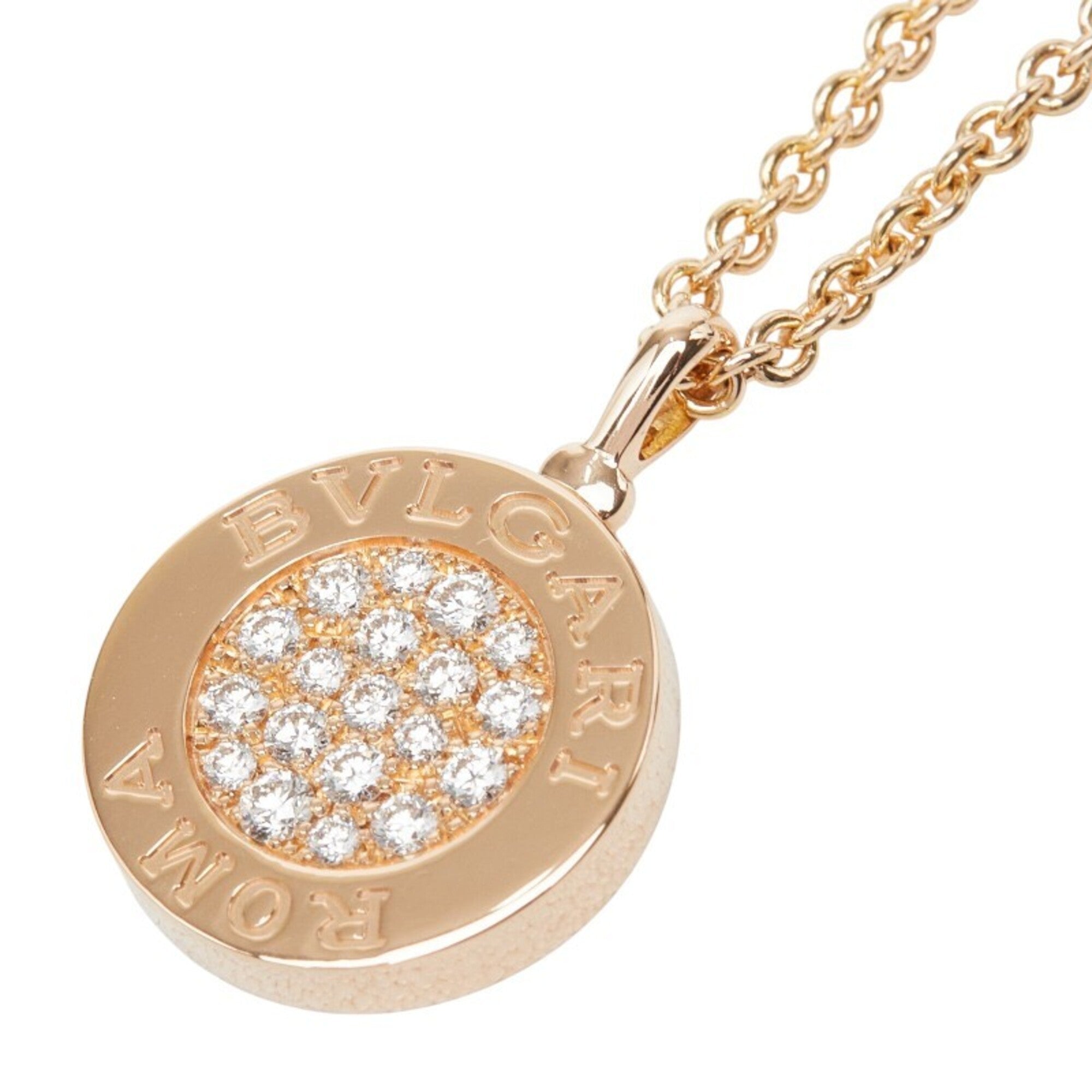 Pendant Necklace 18K Rose Gold and Shell with Diamond