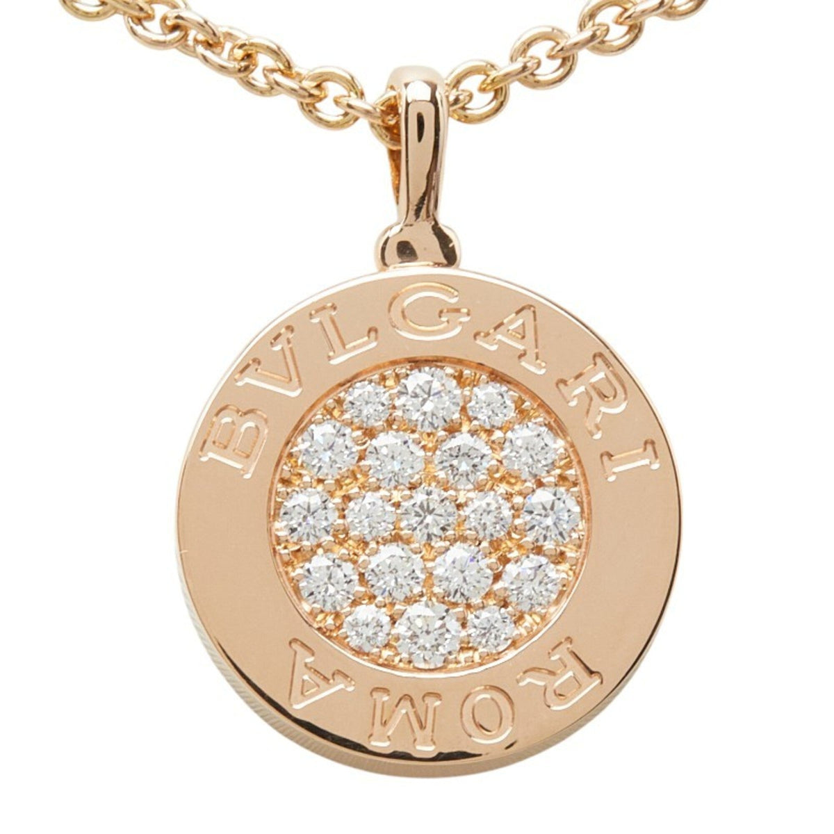 Pendant Necklace 18K Rose Gold and Shell with Diamond