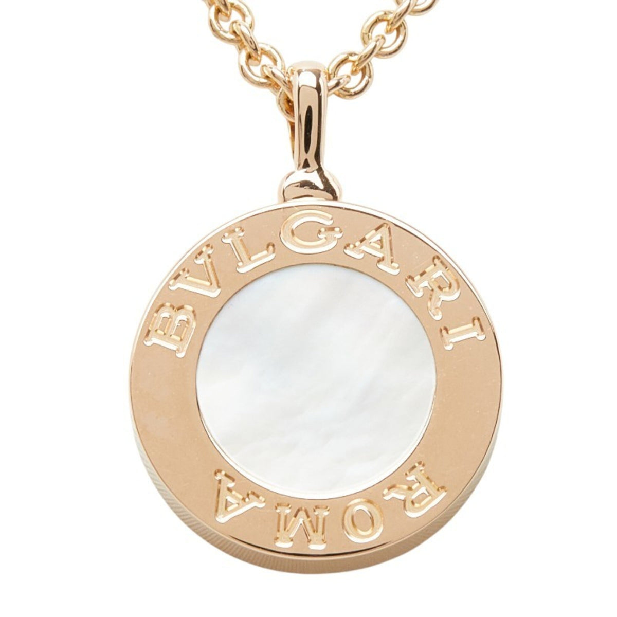 Pendant Necklace 18K Rose Gold and Shell with Diamond