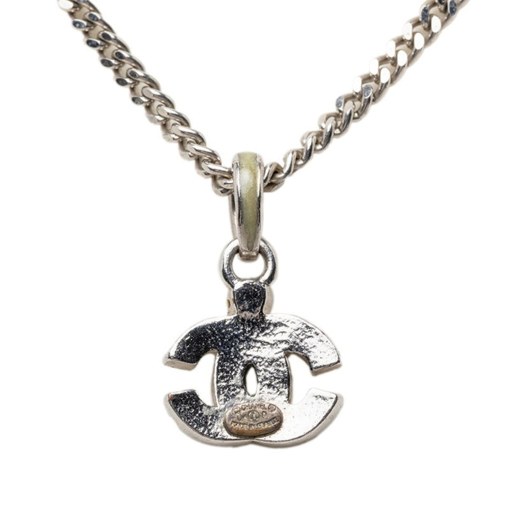 CC Logo Pendant Necklace Silver-Tone Metal