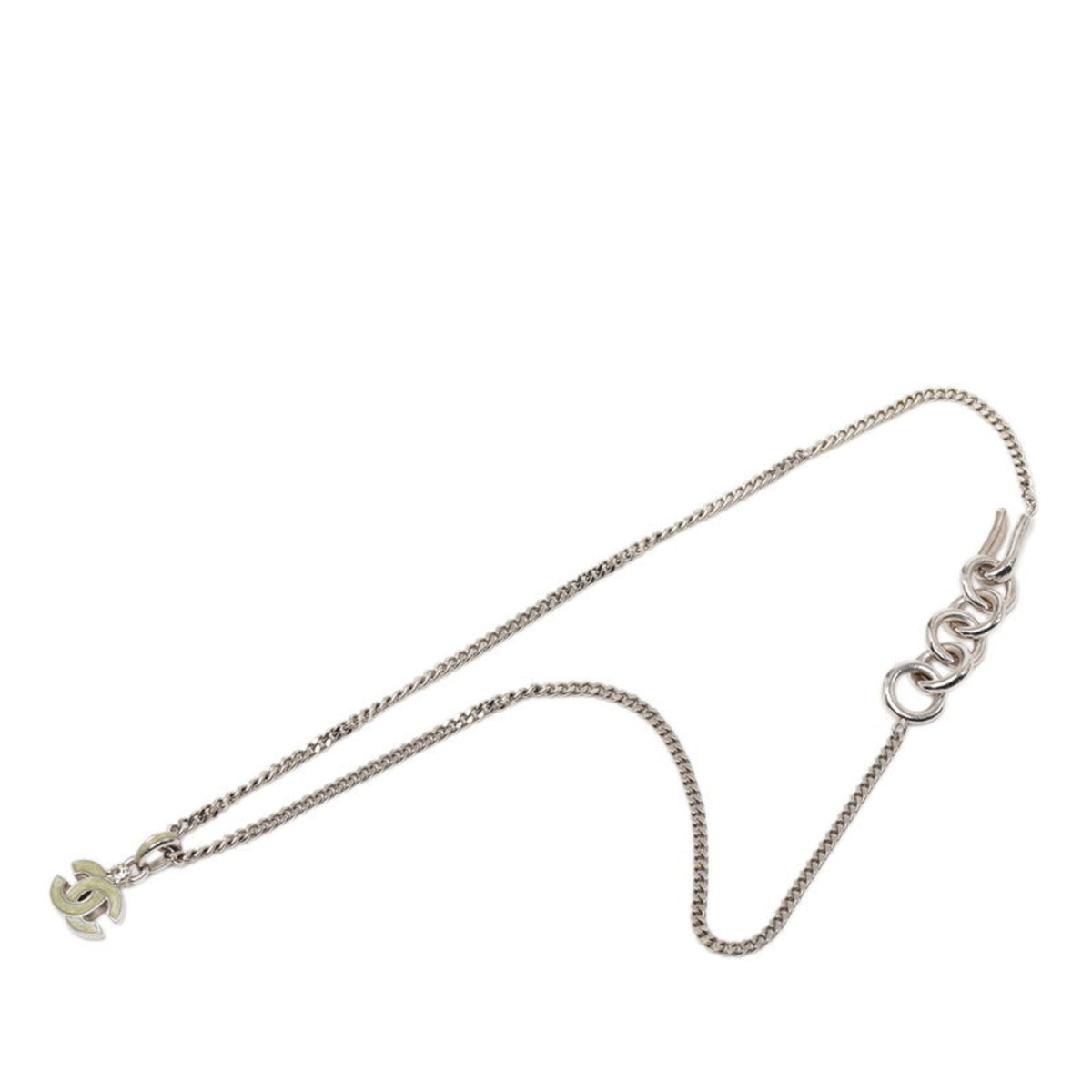 CC Logo Pendant Necklace Silver-Tone Metal