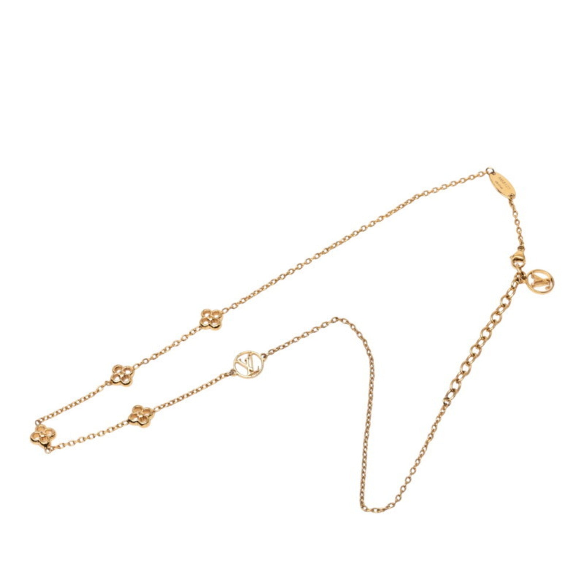 Monogram Flowerful Pendant Necklace Gold Plated