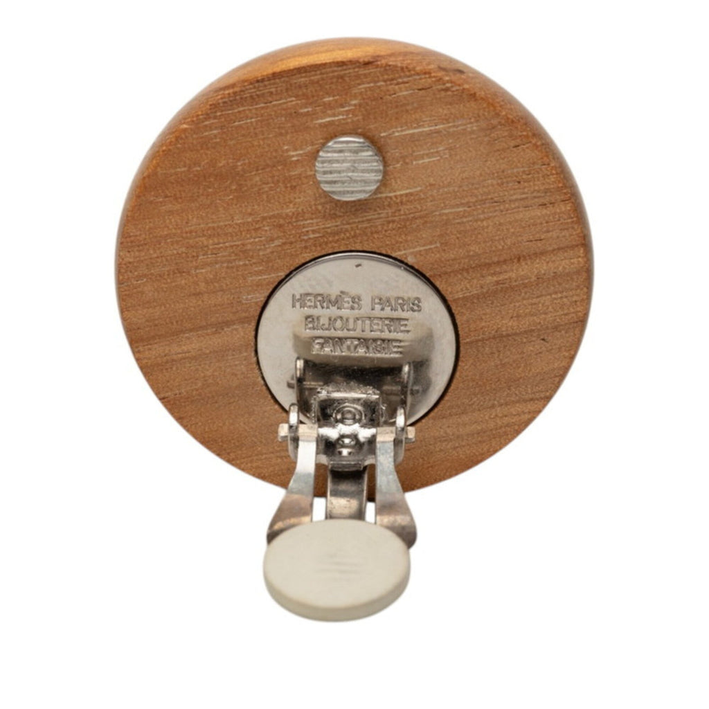 Clip-On Earrings Metal and Wood