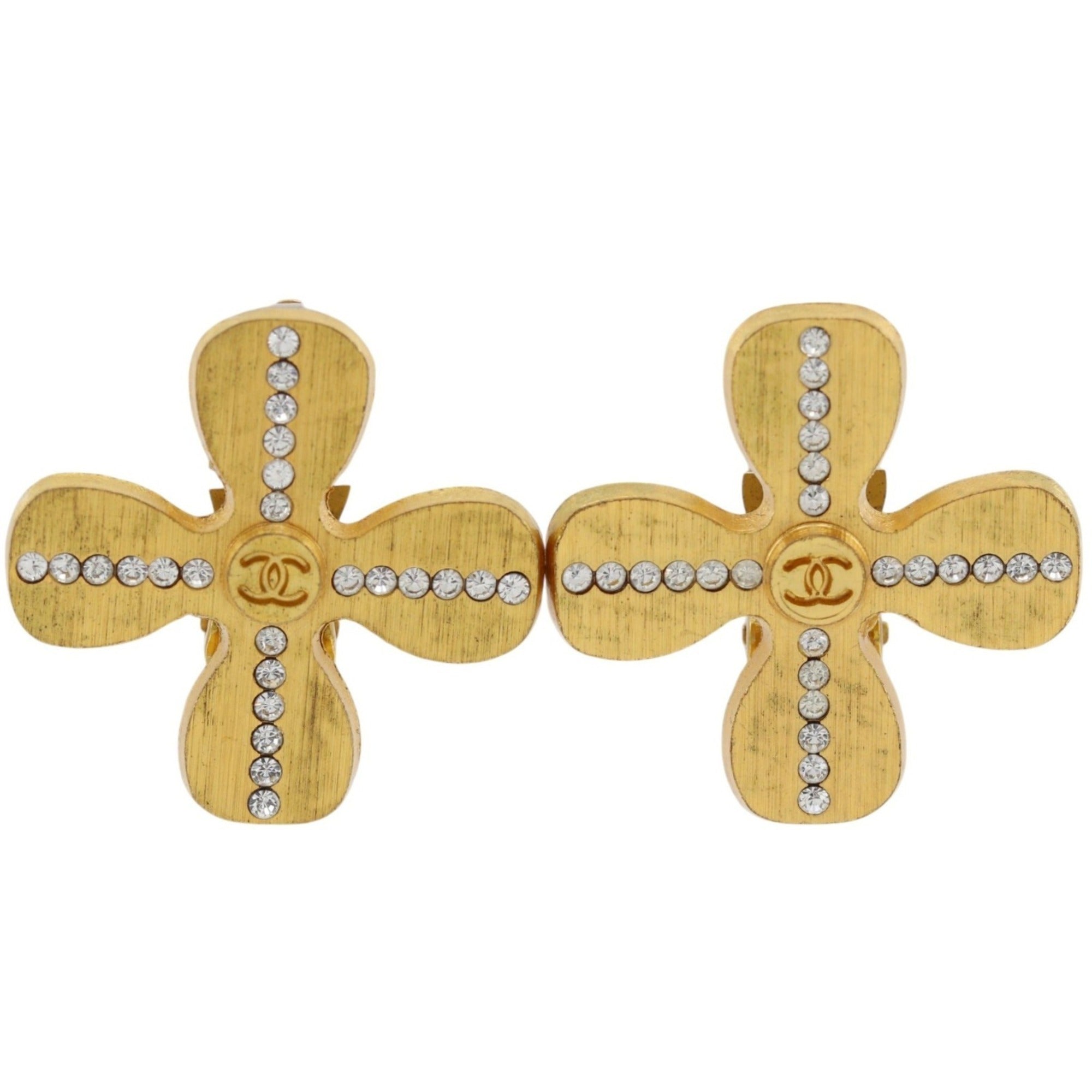 CC Logo Clover Clip-On Earrings Metal