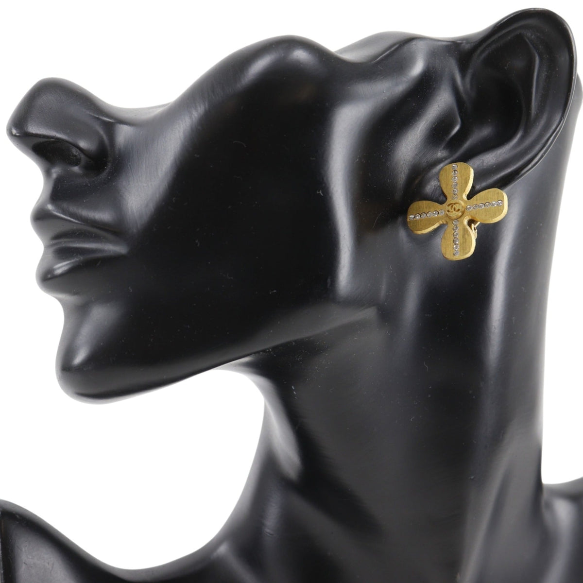 CC Logo Clover Clip-On Earrings Metal