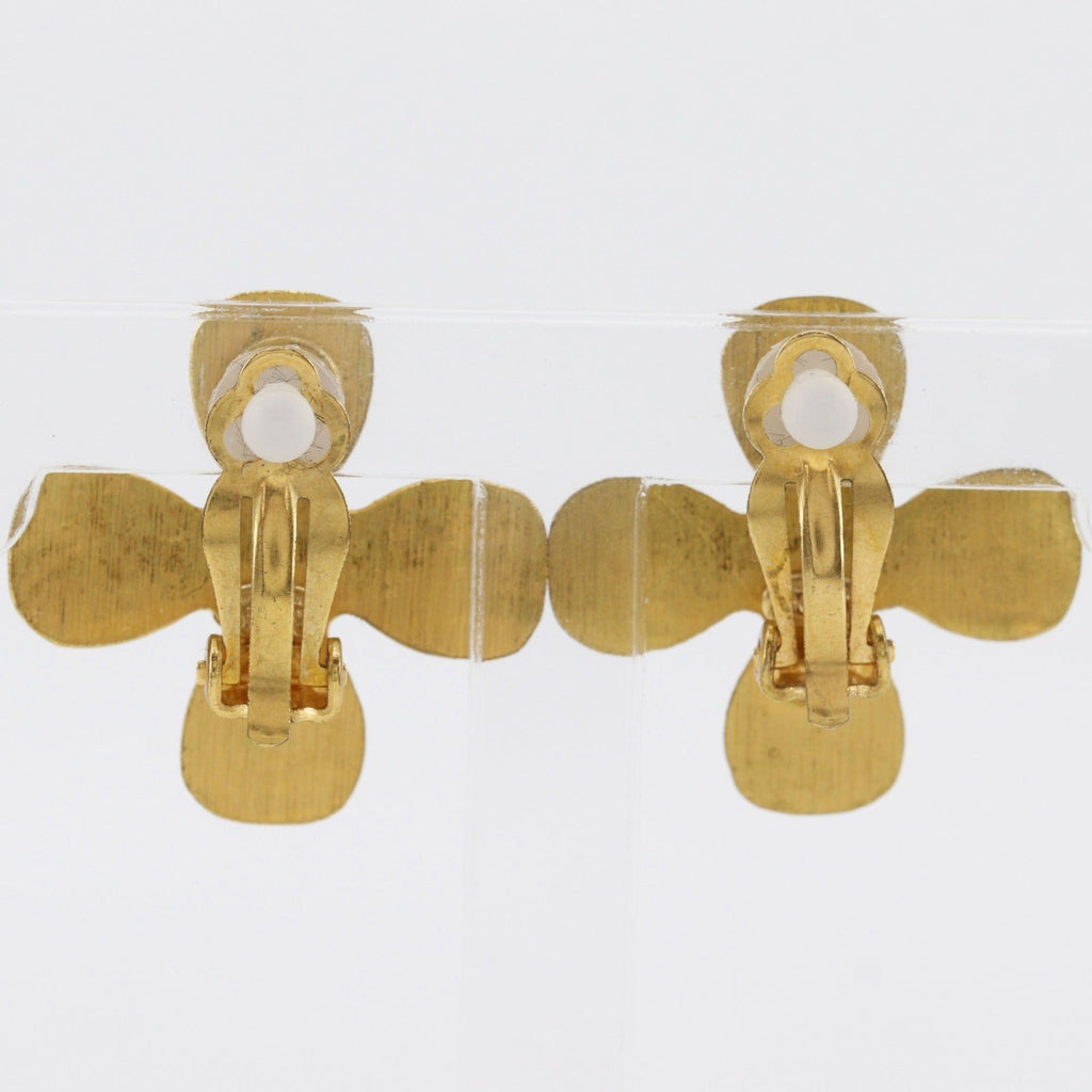CC Logo Clover Clip-On Earrings Metal