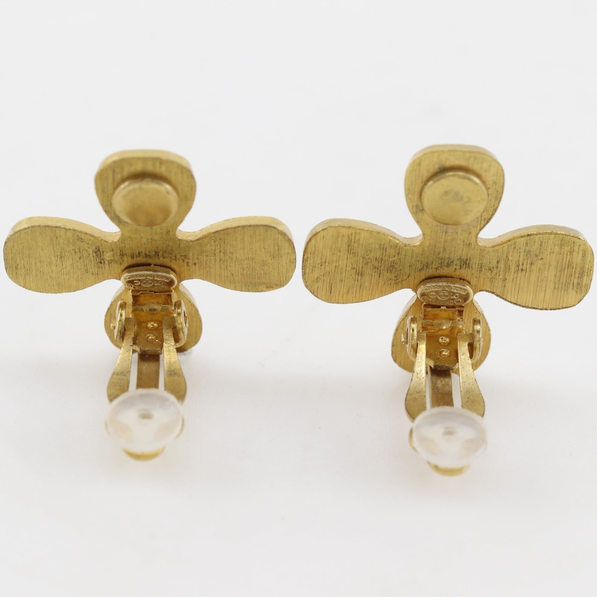 CC Logo Clover Clip-On Earrings Metal